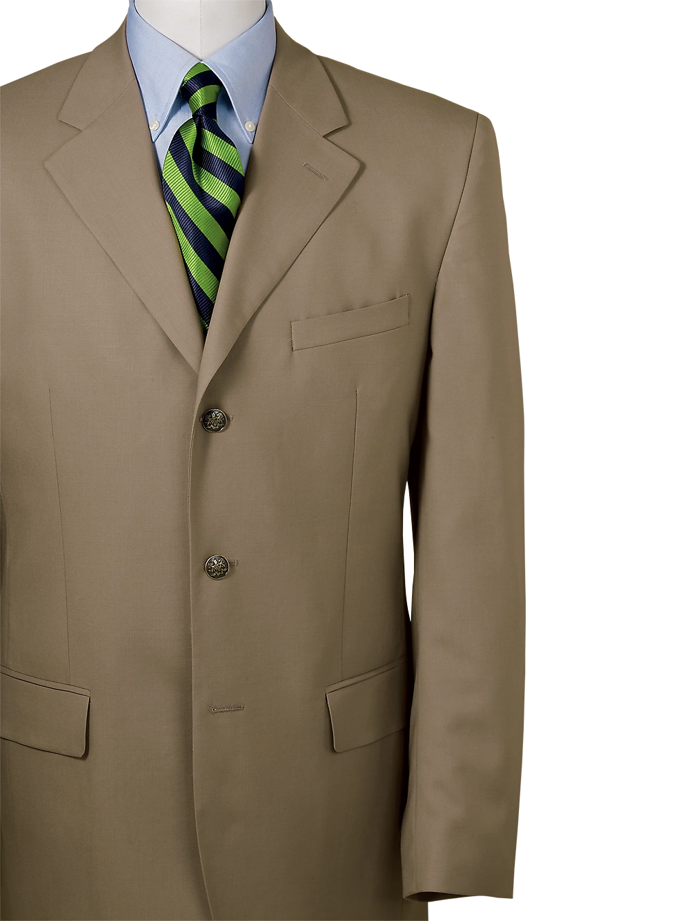 Reise-Blazer aus 100% Wolle: Britisches Tan, drei Knöpfe, Stil pur. Einmaliger Look für Abenteurer.